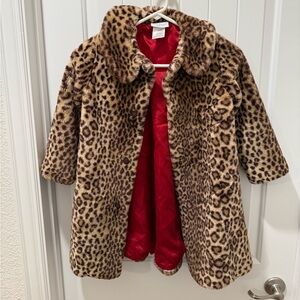 American Girl Bitty Baby GIRLS~Large~Leopard Print Faux Fur Jacket coat